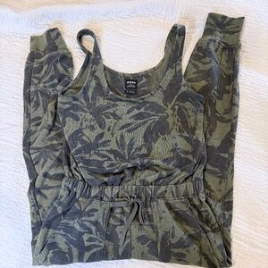 Prana camo tropical romper jumpsuit women size S